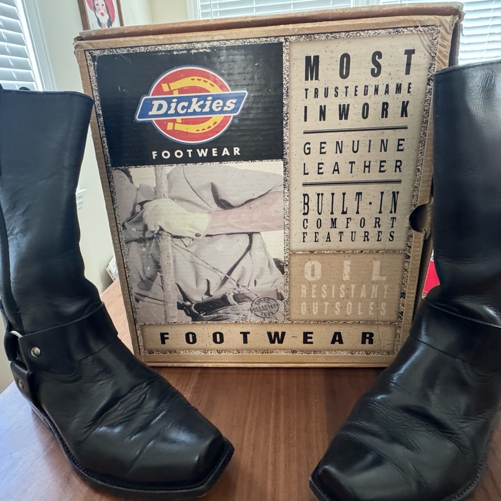 Dickies Black Leather Square Toe Boots